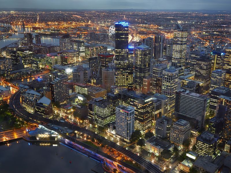 Melbourne rooftops at night